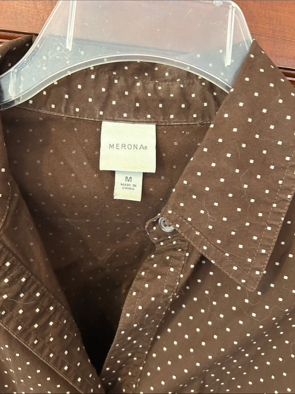 Merona Brown Polka Dot Button-Front Shirt Dress M - Picture 2 of 3